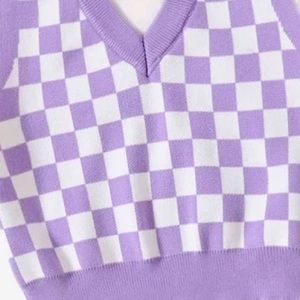 purple sleeved sweater vest